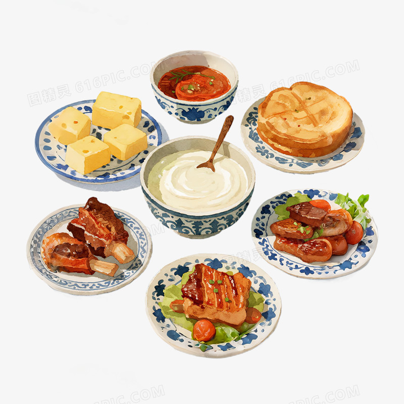 卡通手绘 蒙古特色美食免抠元素