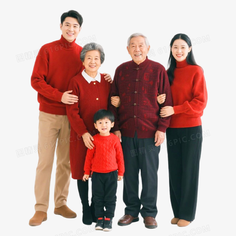 摄影风格新年全家福免抠元素