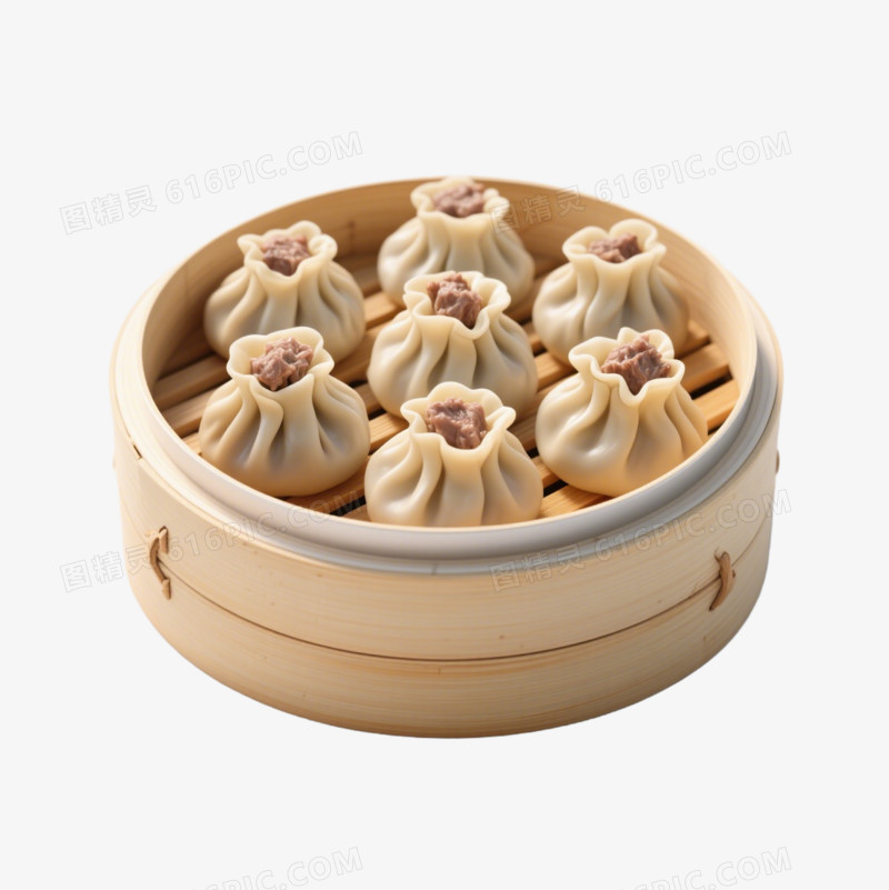 卡通一蒸笼内蒙古羊肉烧卖免抠元素