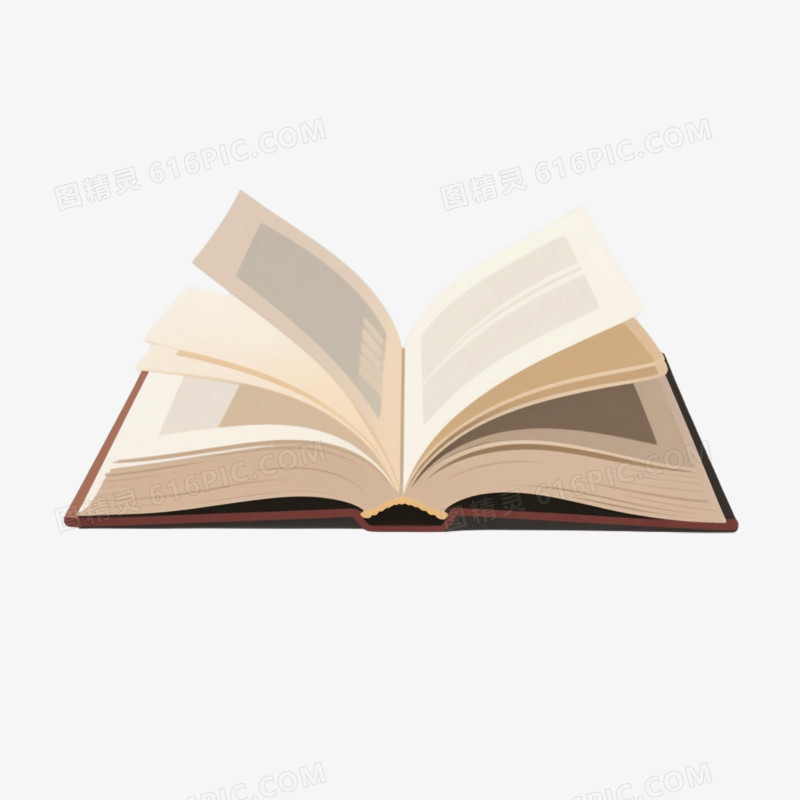 手绘插画风格一本打开的书免抠元素