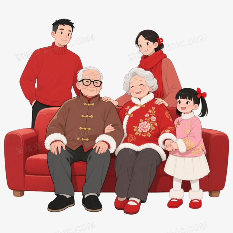 卡通手绘全家福免抠元素