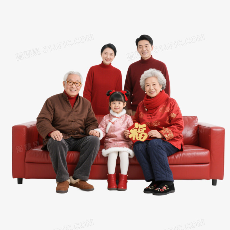 实拍风格全家福免抠元素