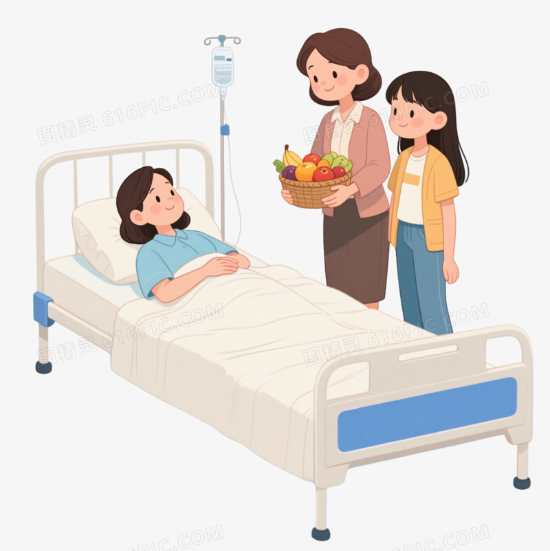 卡通风老师带着学生探望另一个老师免抠元素