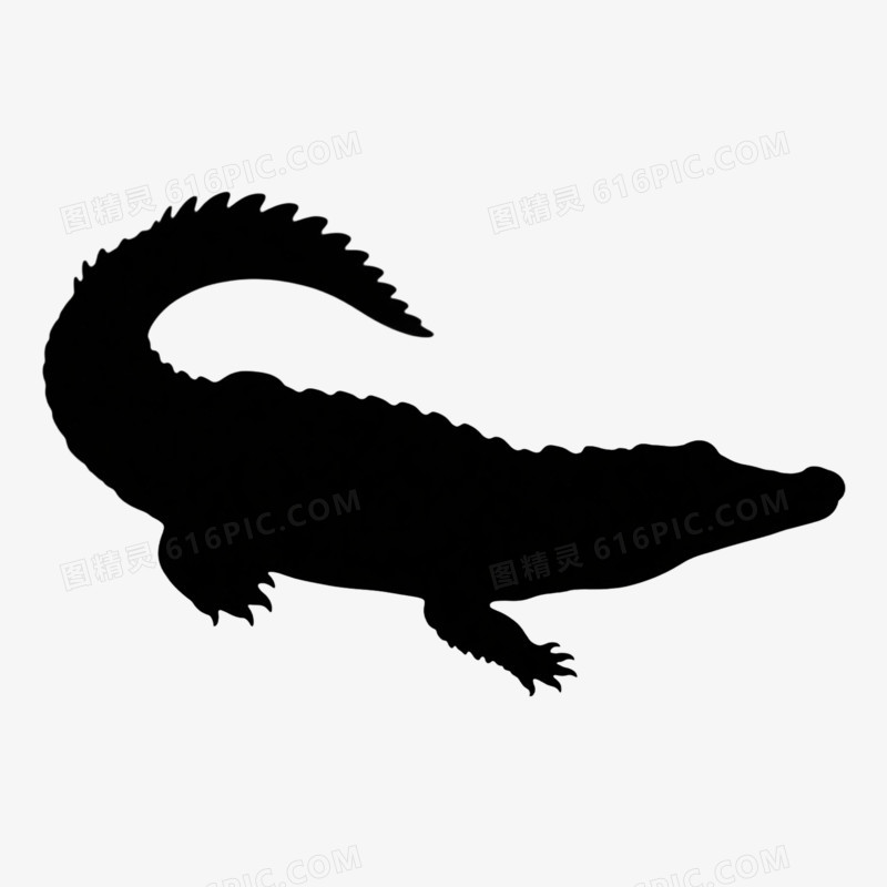 卡通手绘鳄鱼剪影免抠元素