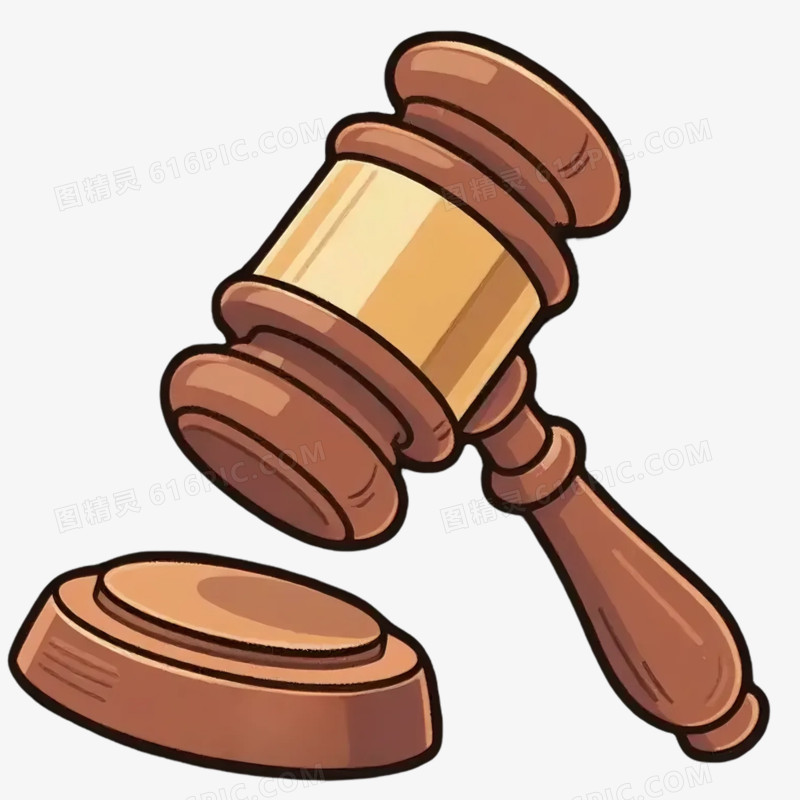 手绘卡通拍卖法槌元素免抠图