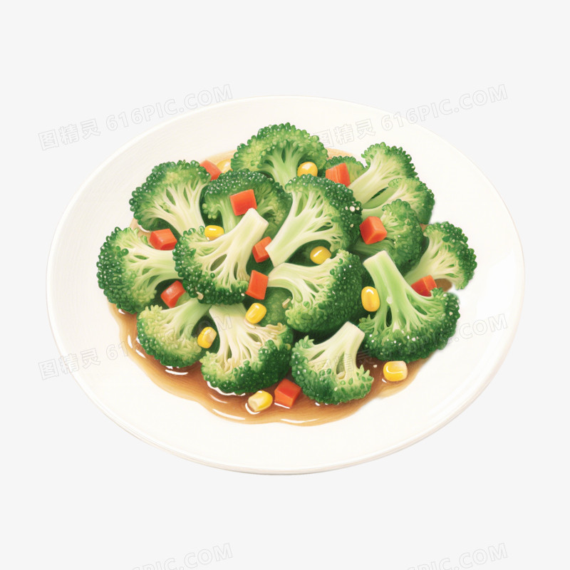 卡通手绘凉拌西兰花免抠元素