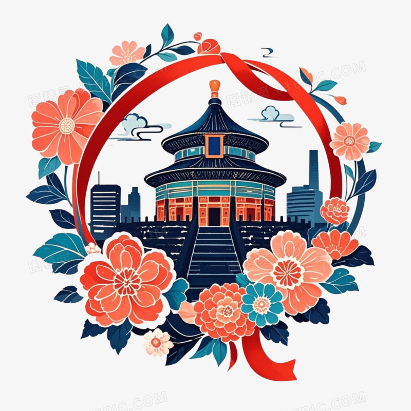 国庆喜庆建筑免抠元素