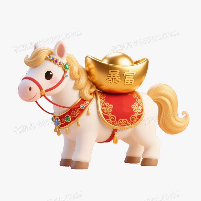 马年春节新年财富马上有钱免扣元素