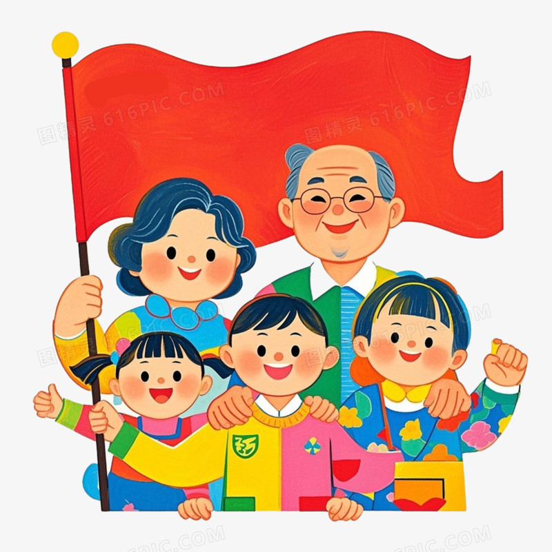 一家人庆祝国庆免抠元素