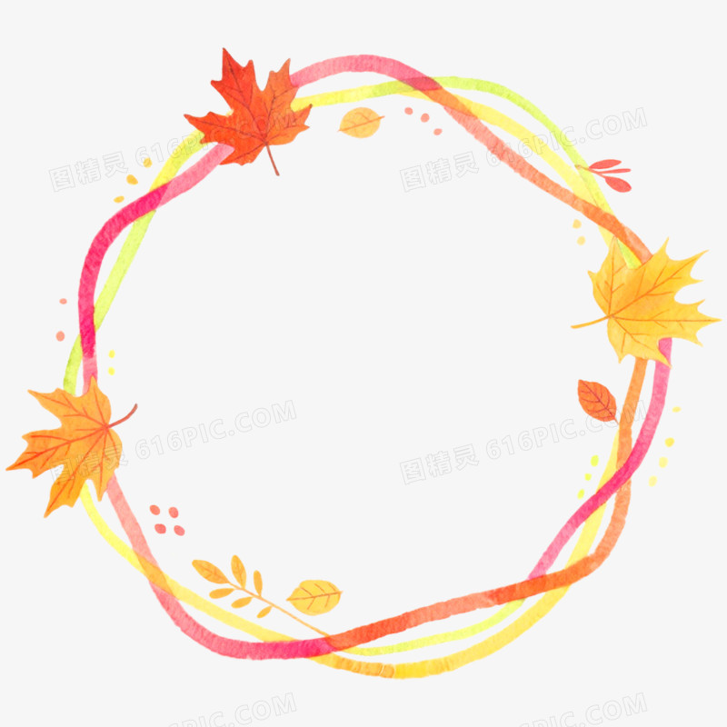 手绘插画秋天氛围感边框免抠元素