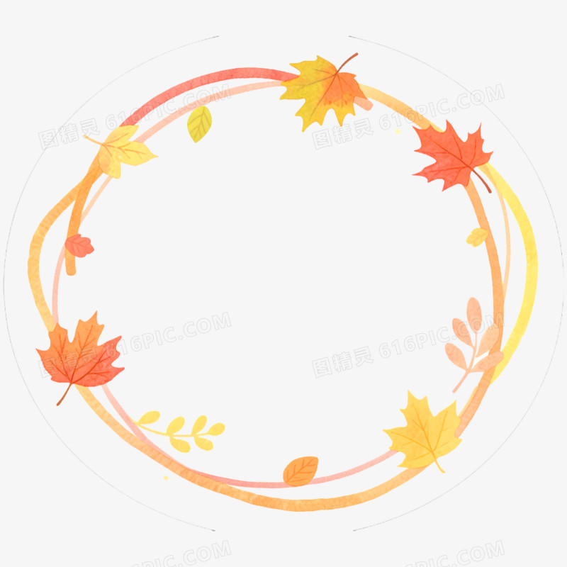 手绘插画秋天氛围感边框免抠元素