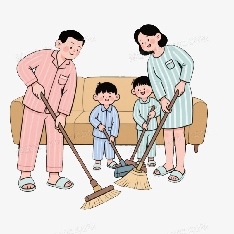 客厅 家务做家务家务劳动免抠元素