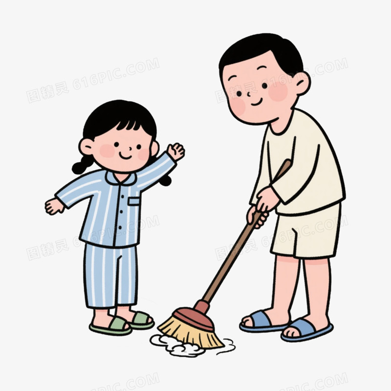 父女 家务做家务家务劳动免抠元素