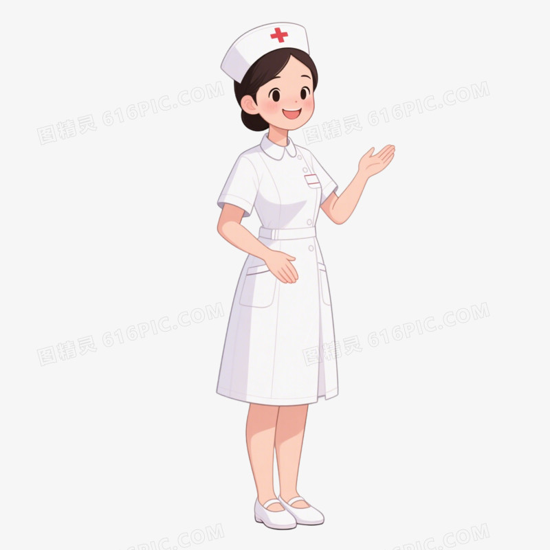 卡通穿白色护士服的护士免抠元素