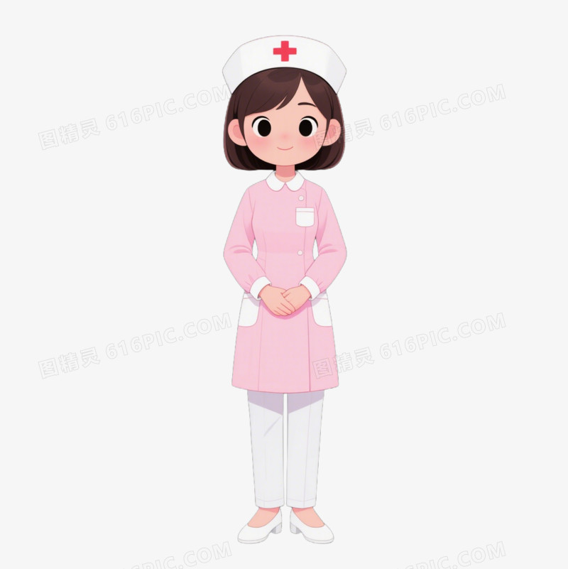 卡通穿粉色护士服的护士免抠元素