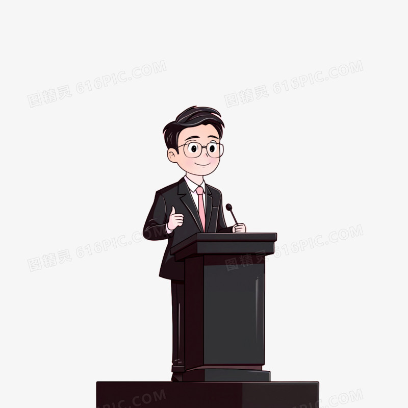 手绘卡通讲师演讲教师商务培训免抠元素