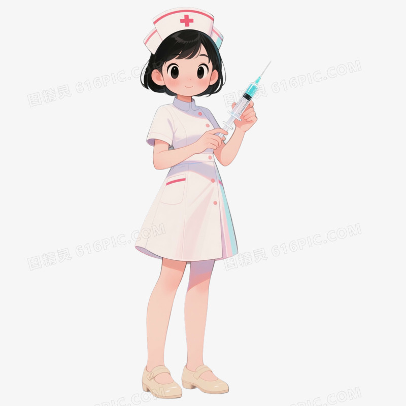 卡通手绘拿着医疗器械的护士免抠元素