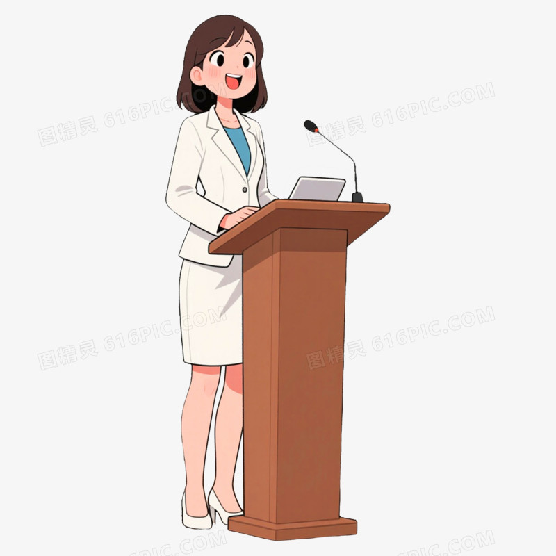 女员工讲师演讲场景免抠元素