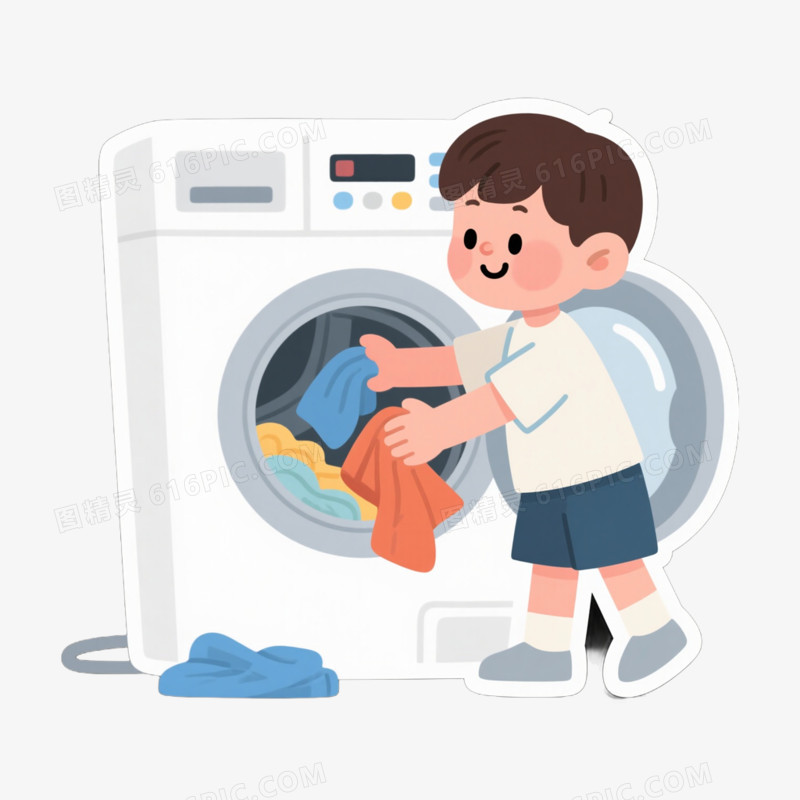 家务劳动洗衣服免抠元素