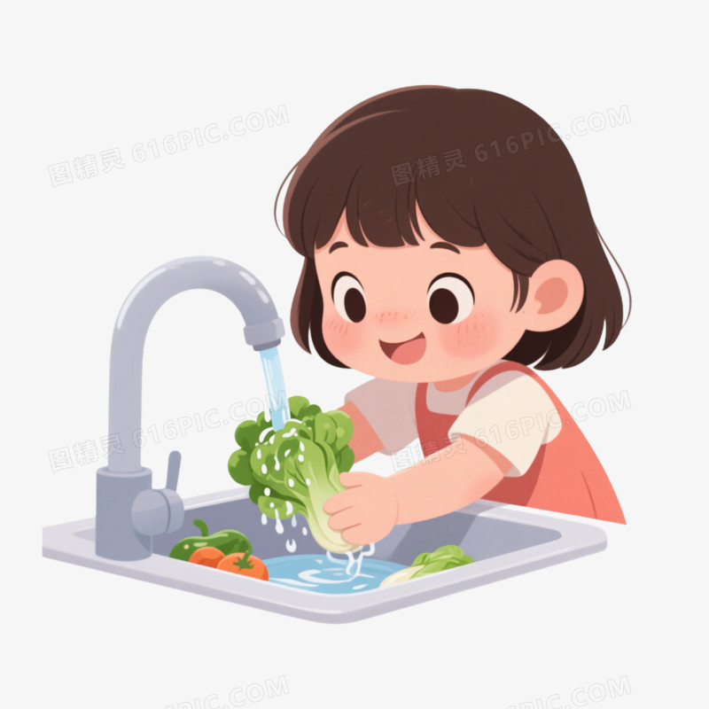 家务劳动洗菜免抠元素