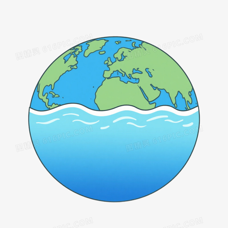 地球污染全球变暖海平面上升免抠元素