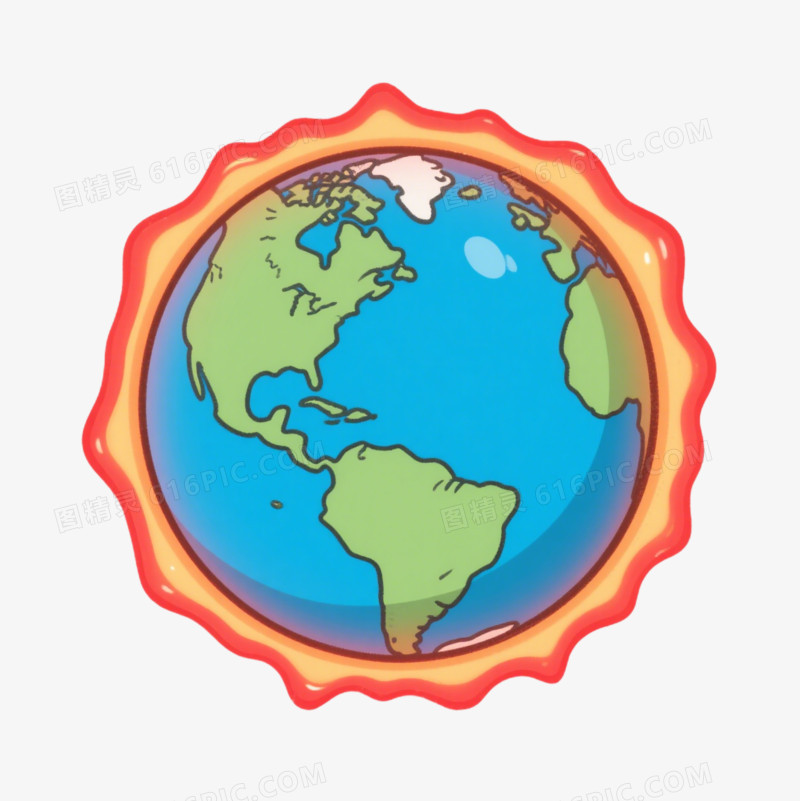 卡通围着一圈热浪的地球免抠元素