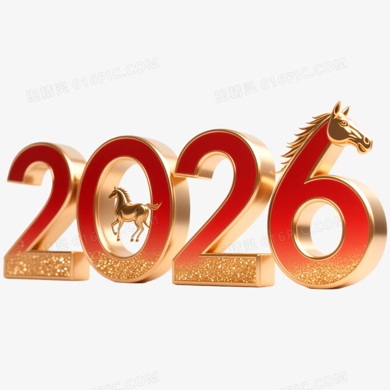 创意马年艺术字2026免抠元素