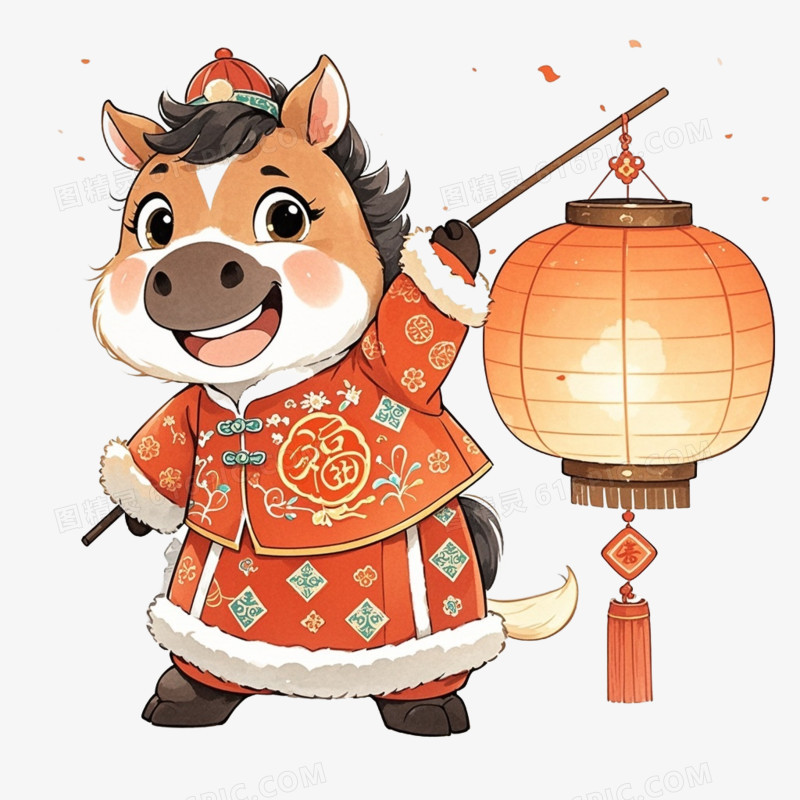 中国风新年马年IP形象免扣元素