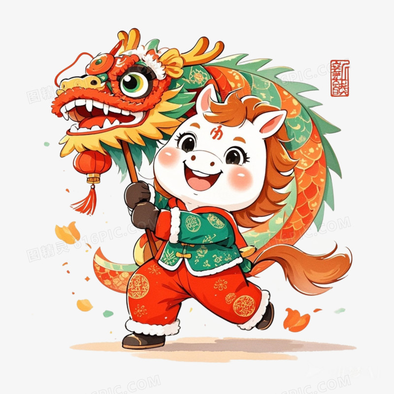 中国风新年马年IP形象免扣元素