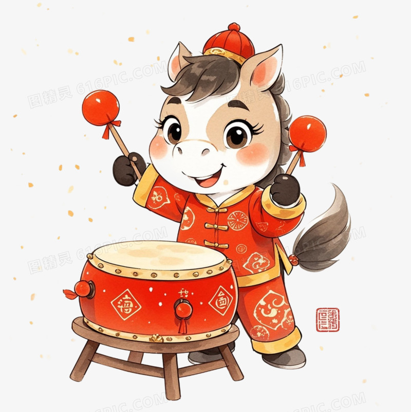 中国风新年马年IP形象免扣元素