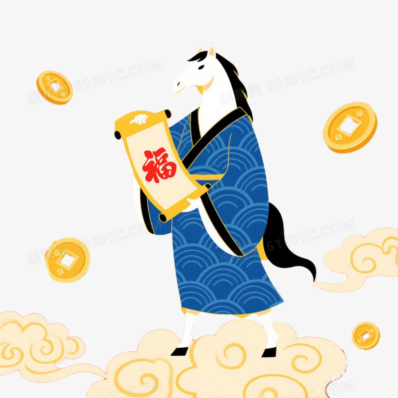马年国潮风形象免抠元素