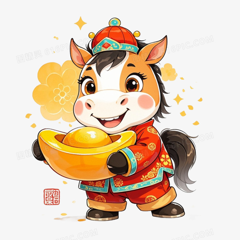 中国风新年马年IP形象免扣元素