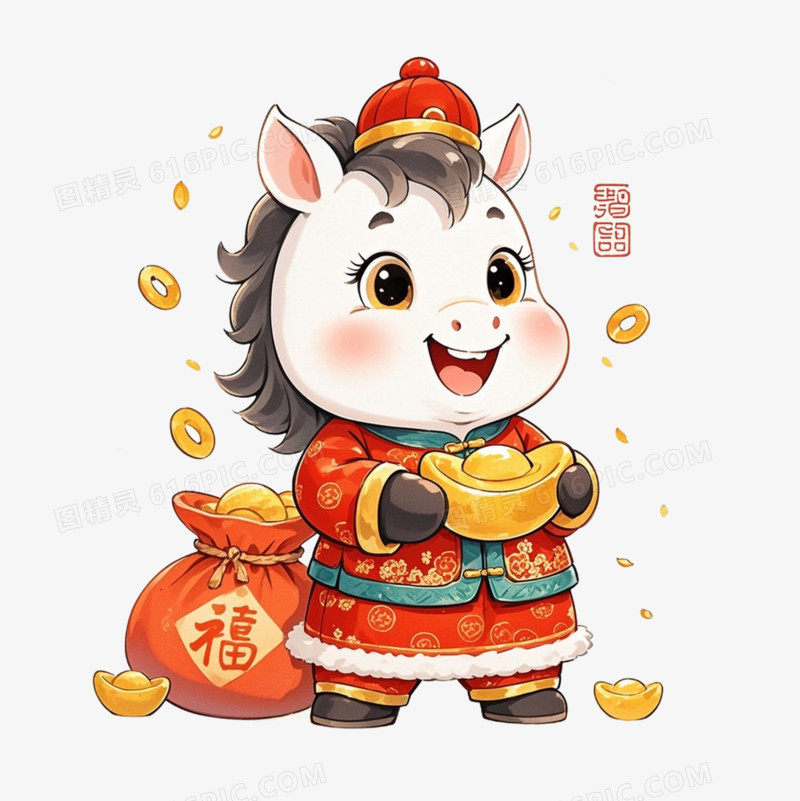 中国风新年马年IP形象免扣元素