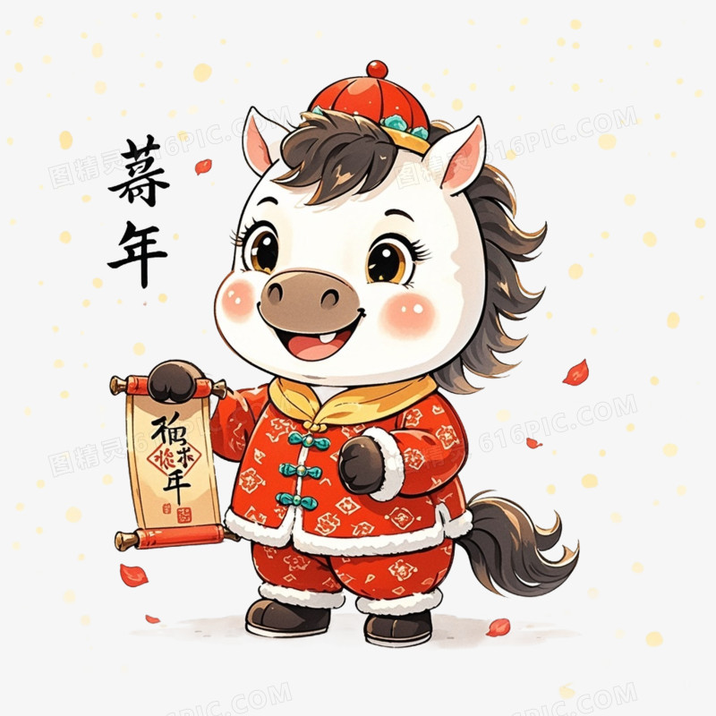 中国风新年马年IP形象免扣元素