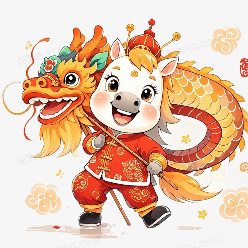 中国风新年马年IP形象免扣元素