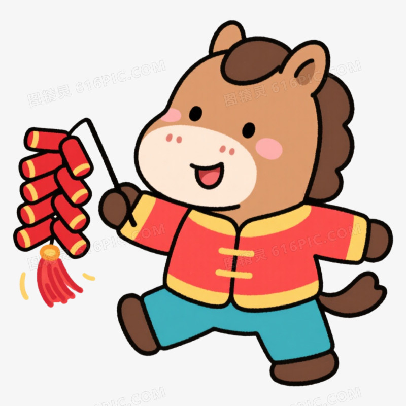 鞭炮马年IP形象免抠元素