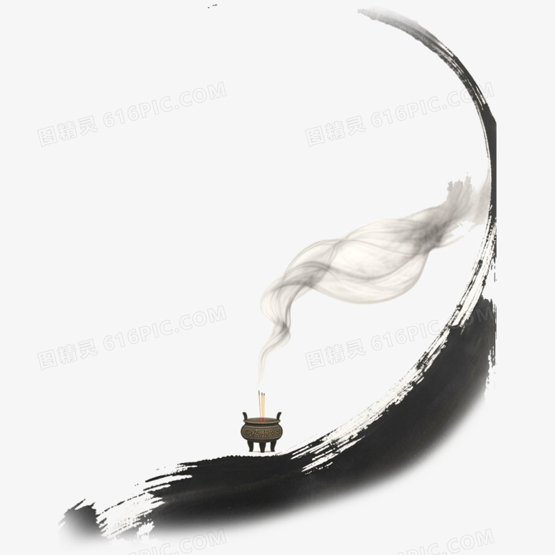 手绘水墨禅意写意免抠元素
