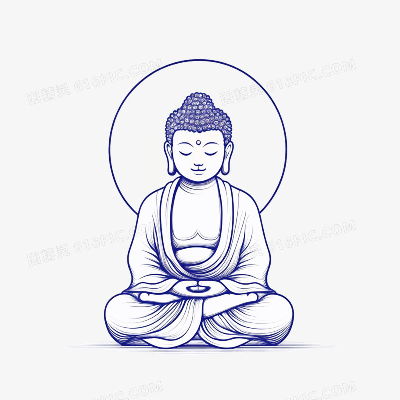 卡通手绘禅意佛祖免抠元素