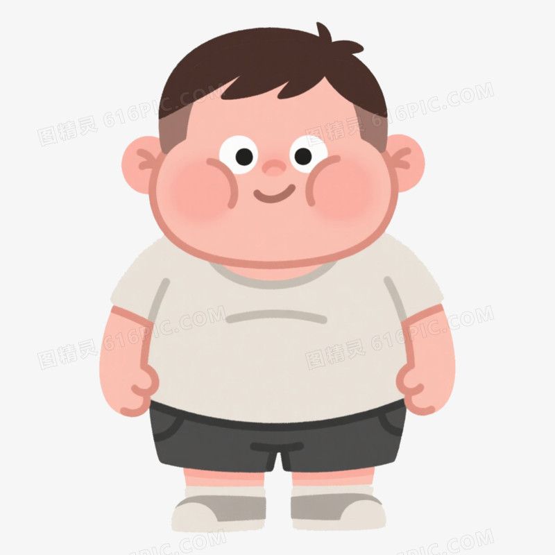 肥胖人物手绘卡通元素