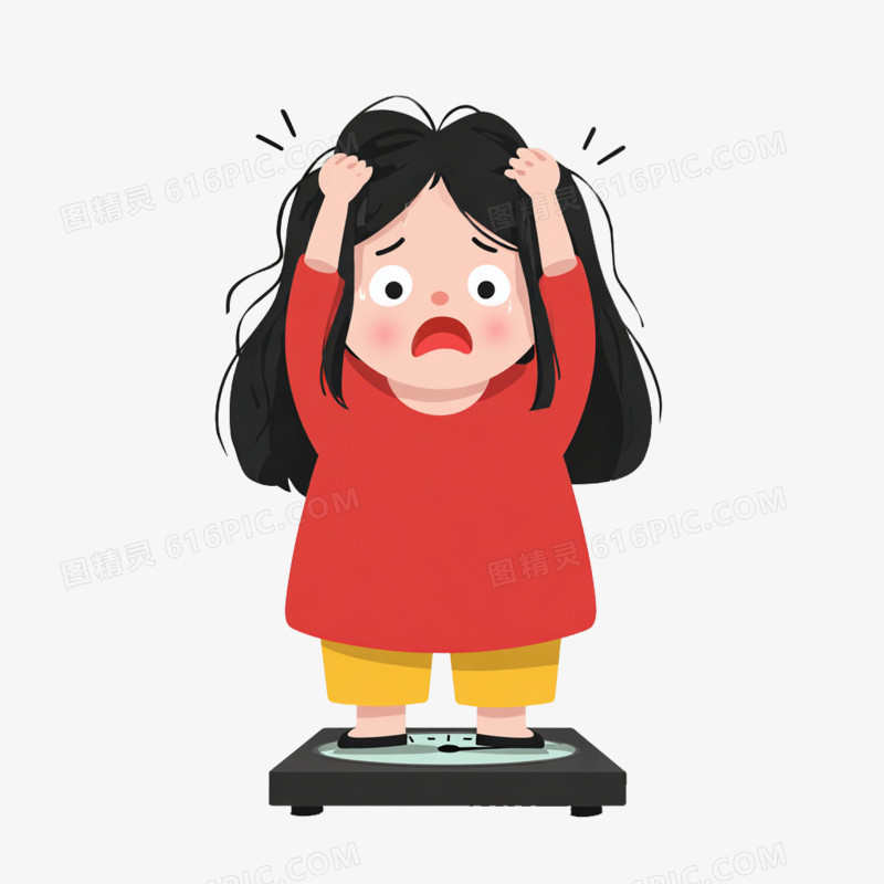 卡通手绘肥胖人物减肥免抠元素