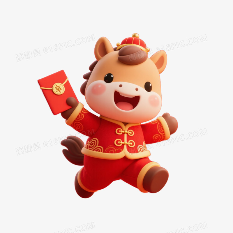 卡通手绘中国马年IP形象马形象免抠元素