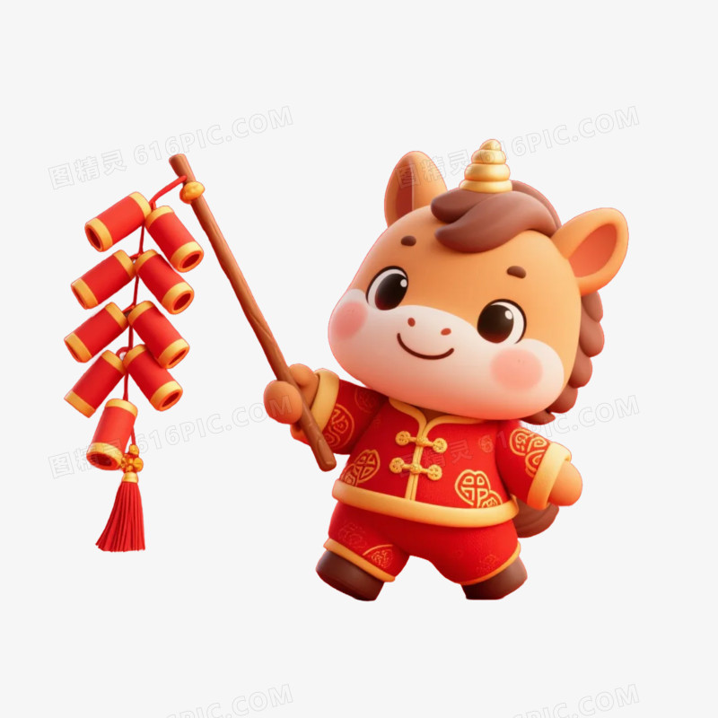 卡通手绘中国马年IP形象马形象免抠元素