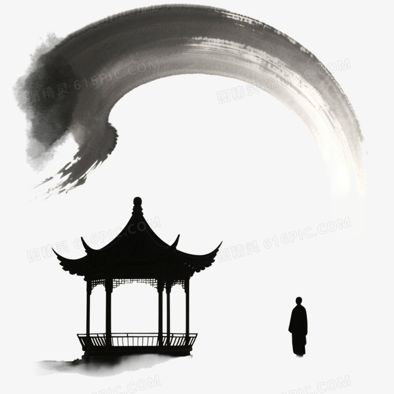 手绘水墨禅意写意免抠元素