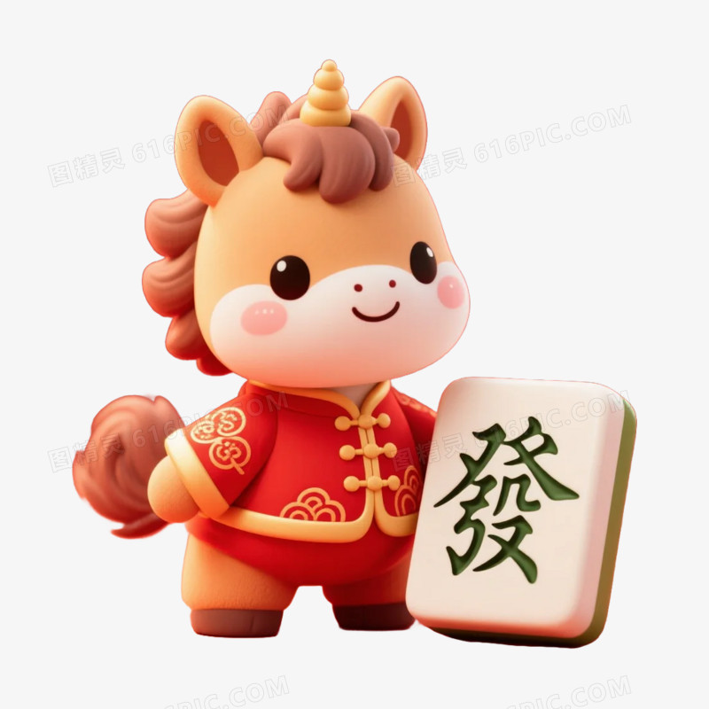 卡通手绘中国马年IP形象马形象免抠元素