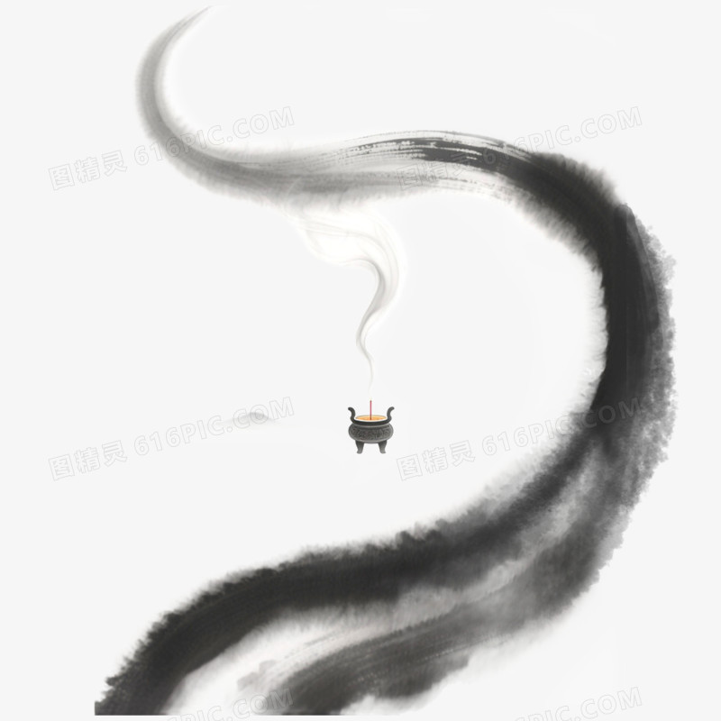 手绘水墨禅意写意免抠元素