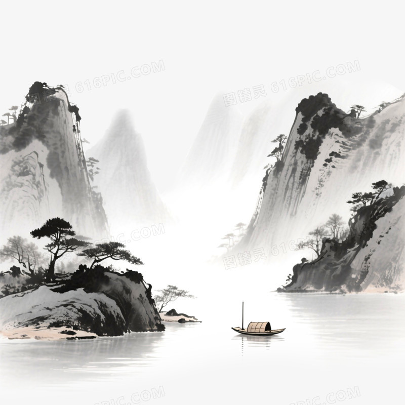 手绘水墨禅意写意免抠元素