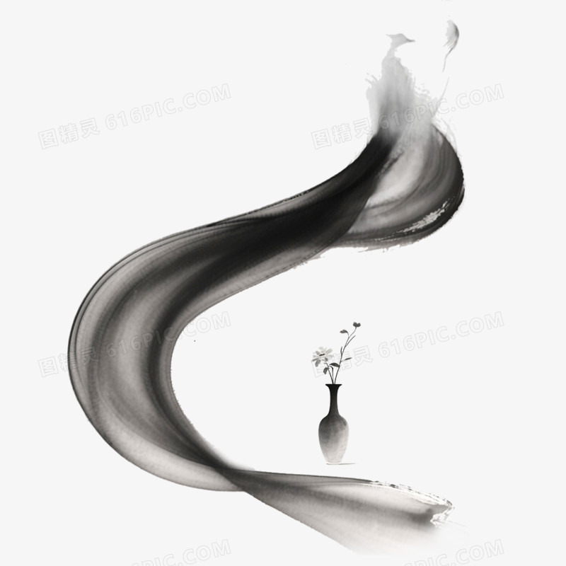 手绘水墨禅意写意免抠元素