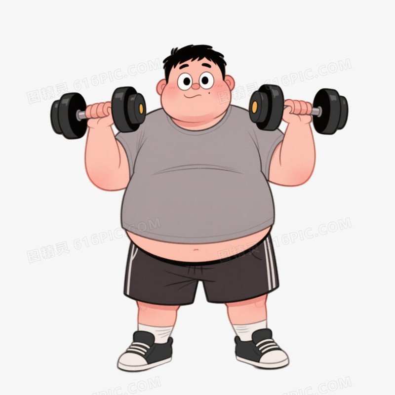 手绘插画风格胖男孩免抠元素