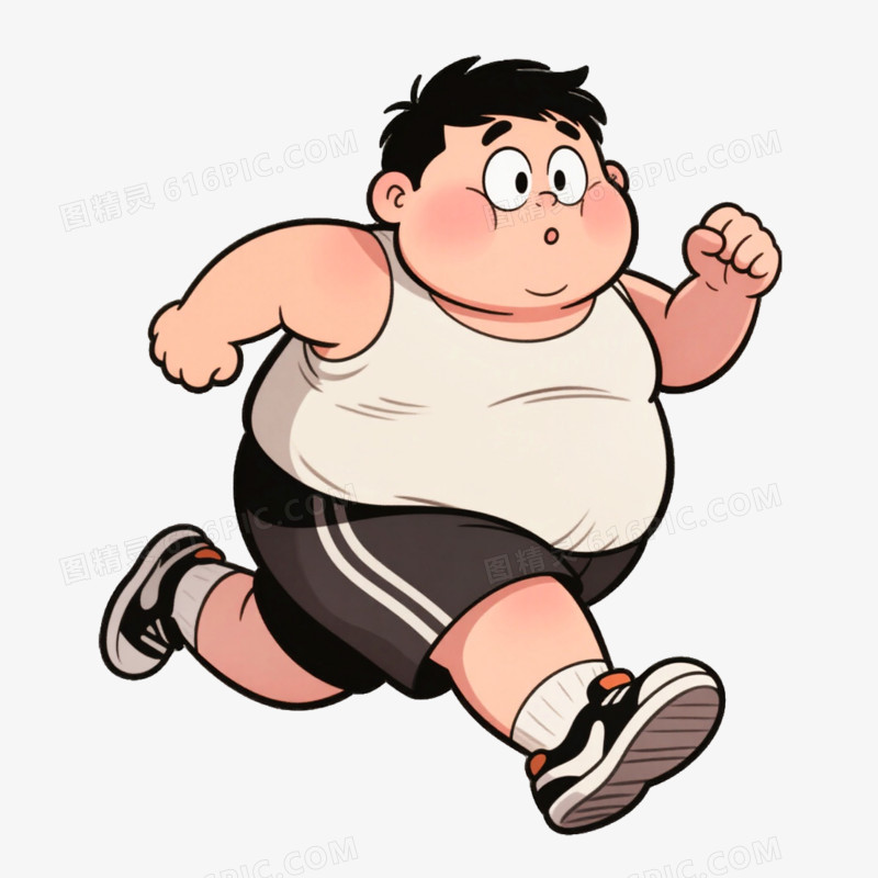 手绘插画风格胖男孩免抠元素