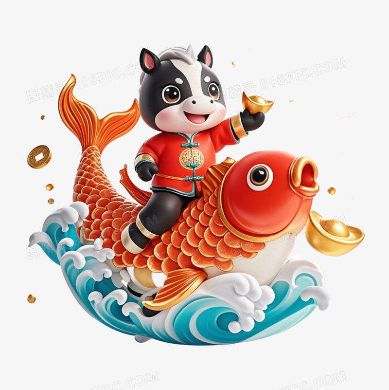2026马年小马锦鲤IP形象免抠元素